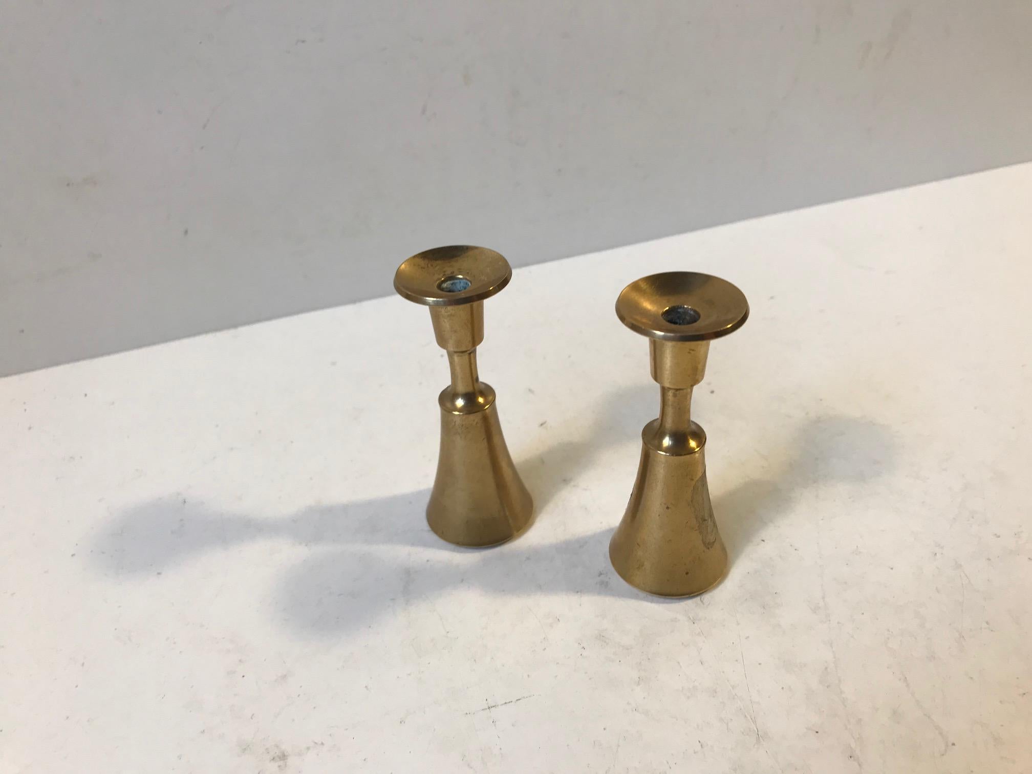 Pair of Danish Miniature Brass Candlesticks by Jens H. Quistgaard, 1960s In Good Condition In Esbjerg, DK