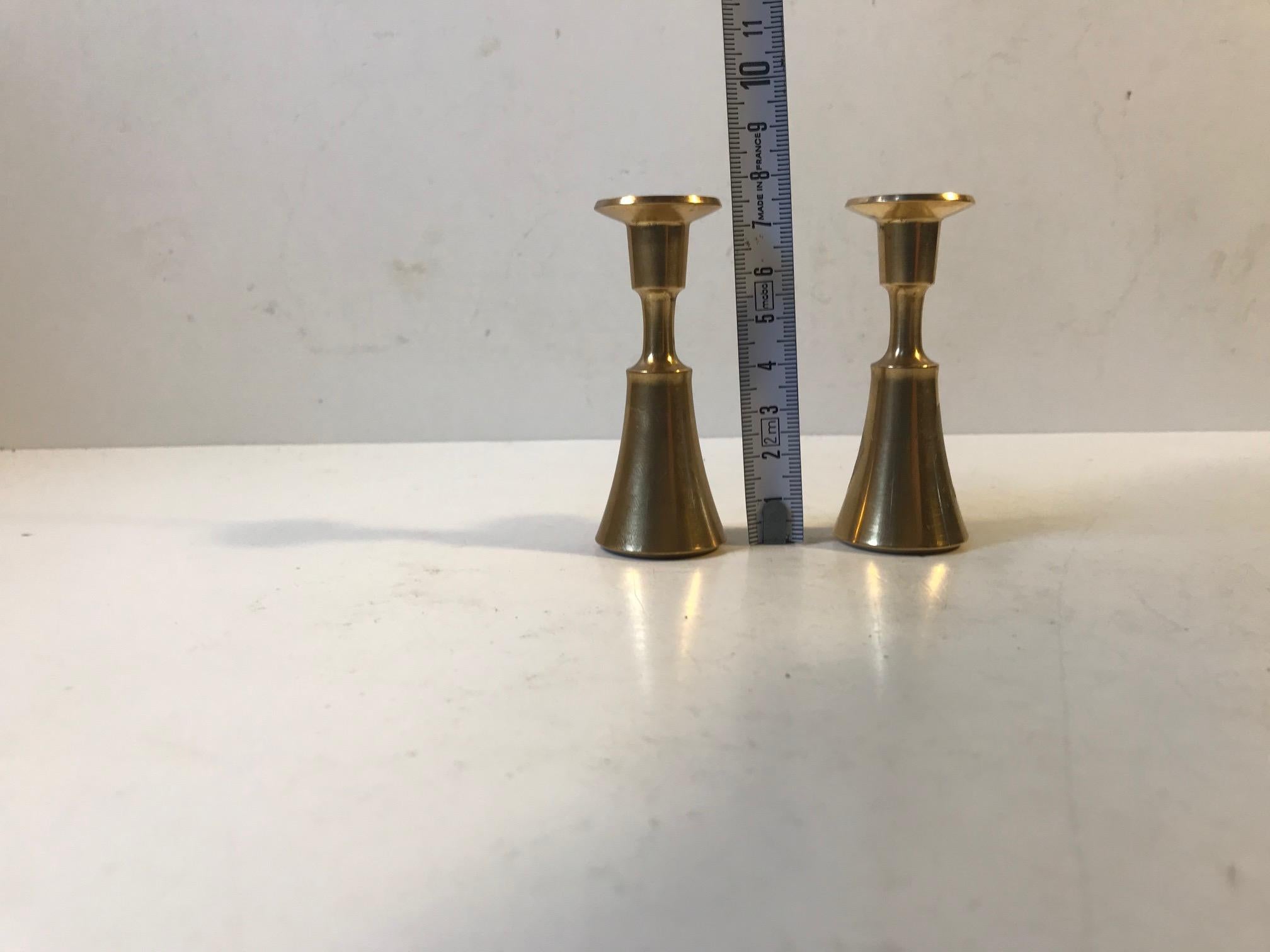 Mid-20th Century Pair of Danish Miniature Brass Candlesticks by Jens H. Quistgaard, 1960s