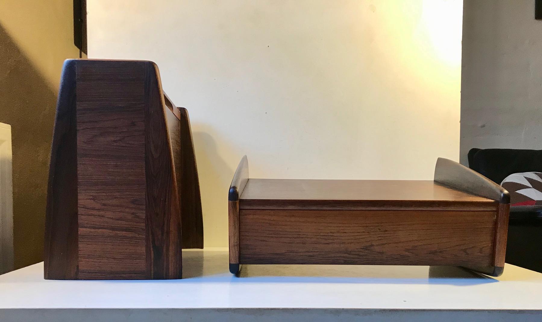 Pair of Danish Modern Floating Rosewood Nightstands by Melvin Mikkelsen, 1960s 5