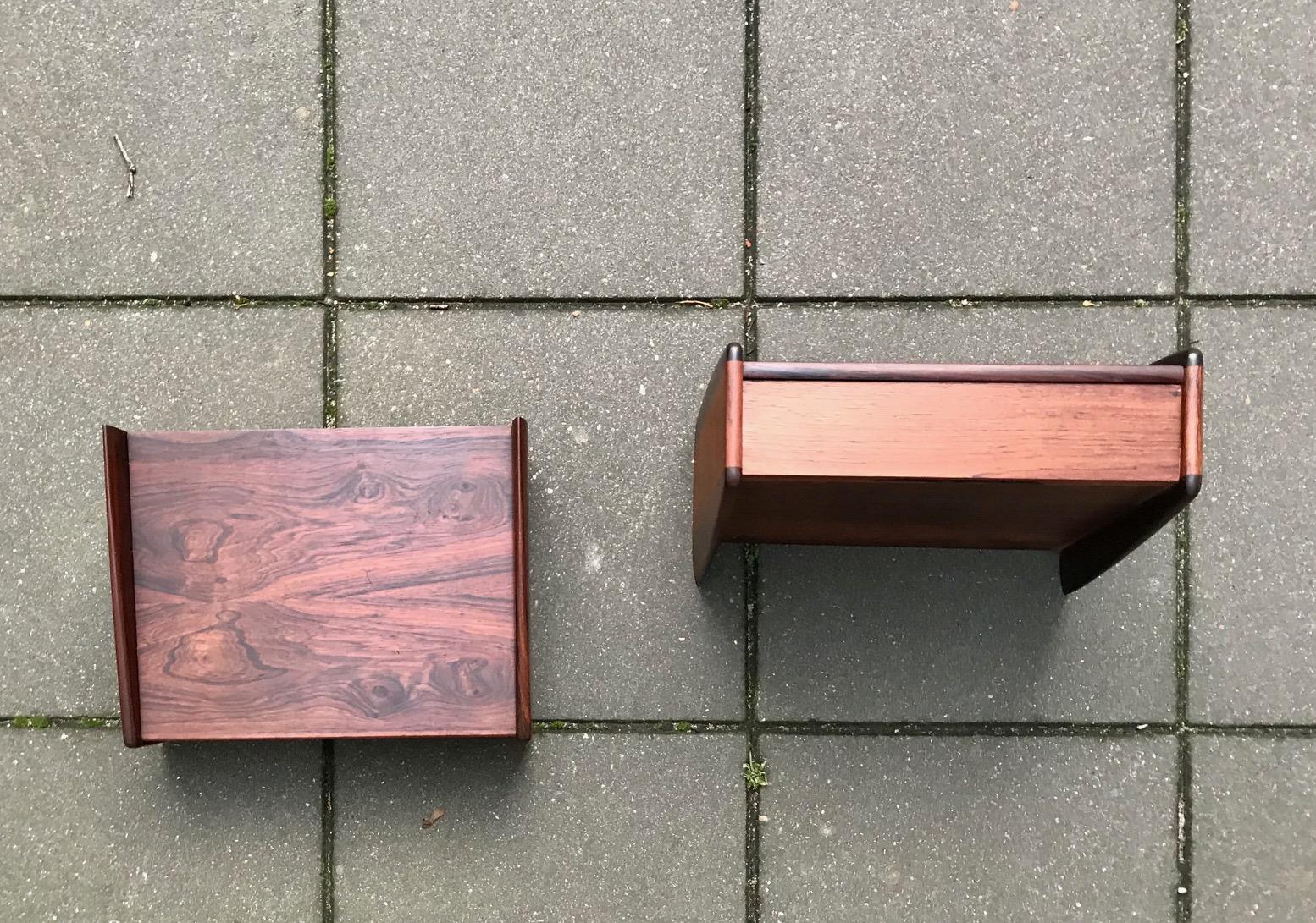 Mid-20th Century Pair of Danish Modern Floating Rosewood Nightstands by Melvin Mikkelsen, 1960s