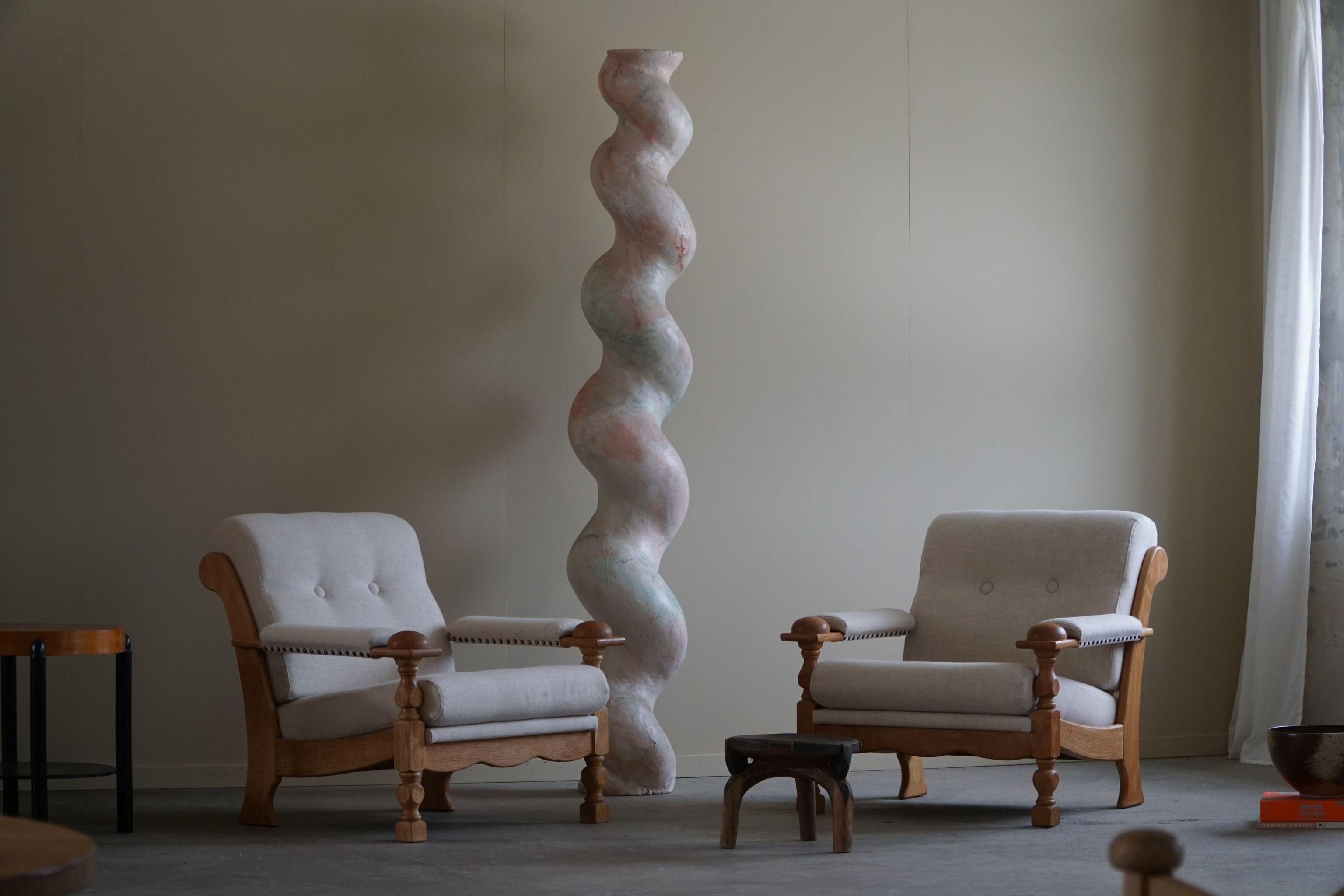 Mid-Century Modern A Pair of Danish Modern Lounge Chairs in Oak & Wool, Henning Kjærnulf, 1960s