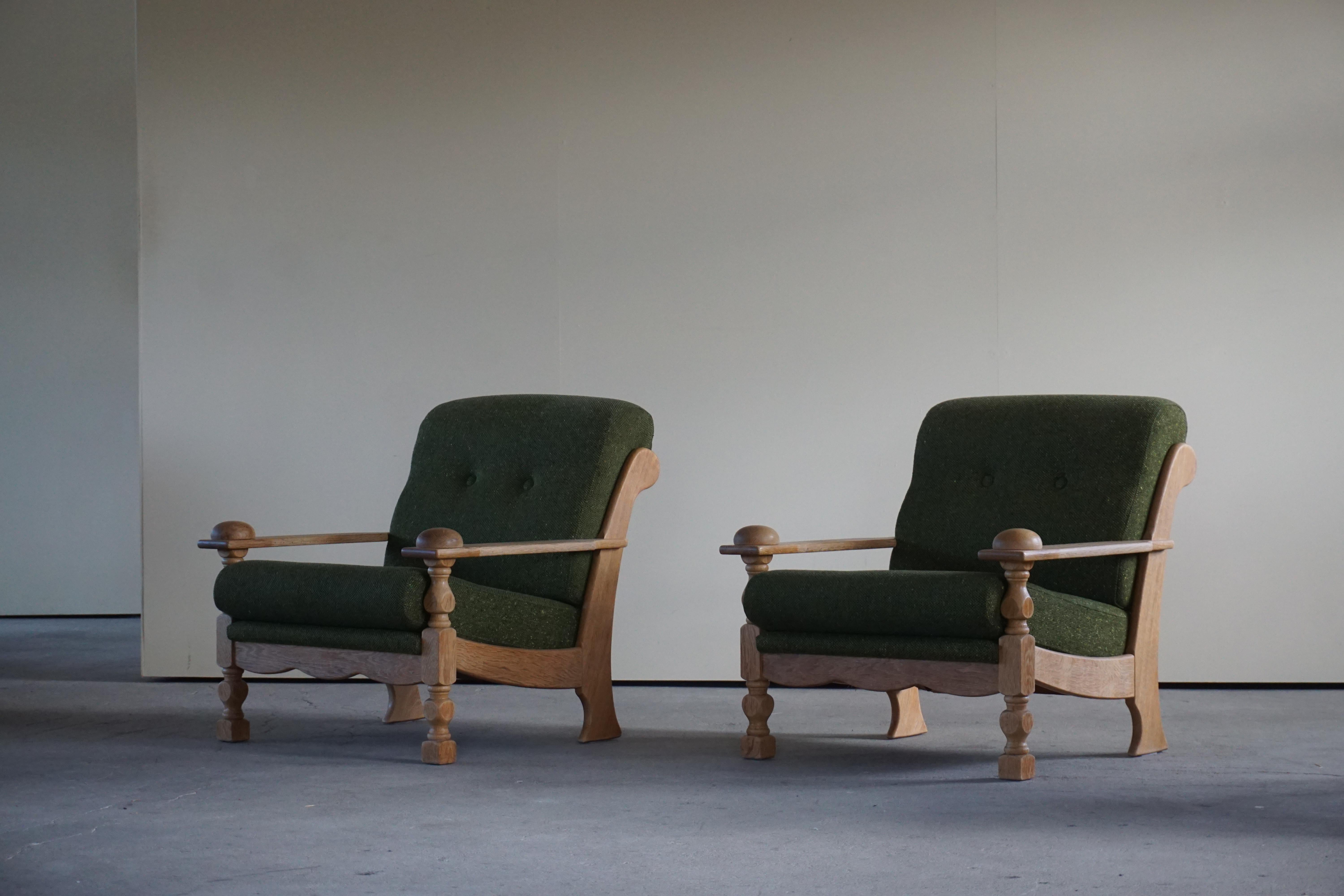 Mid-Century Modern Pair of Danish Modern Lounge Chairs in Style of Henning Kjærnulf, 1970s