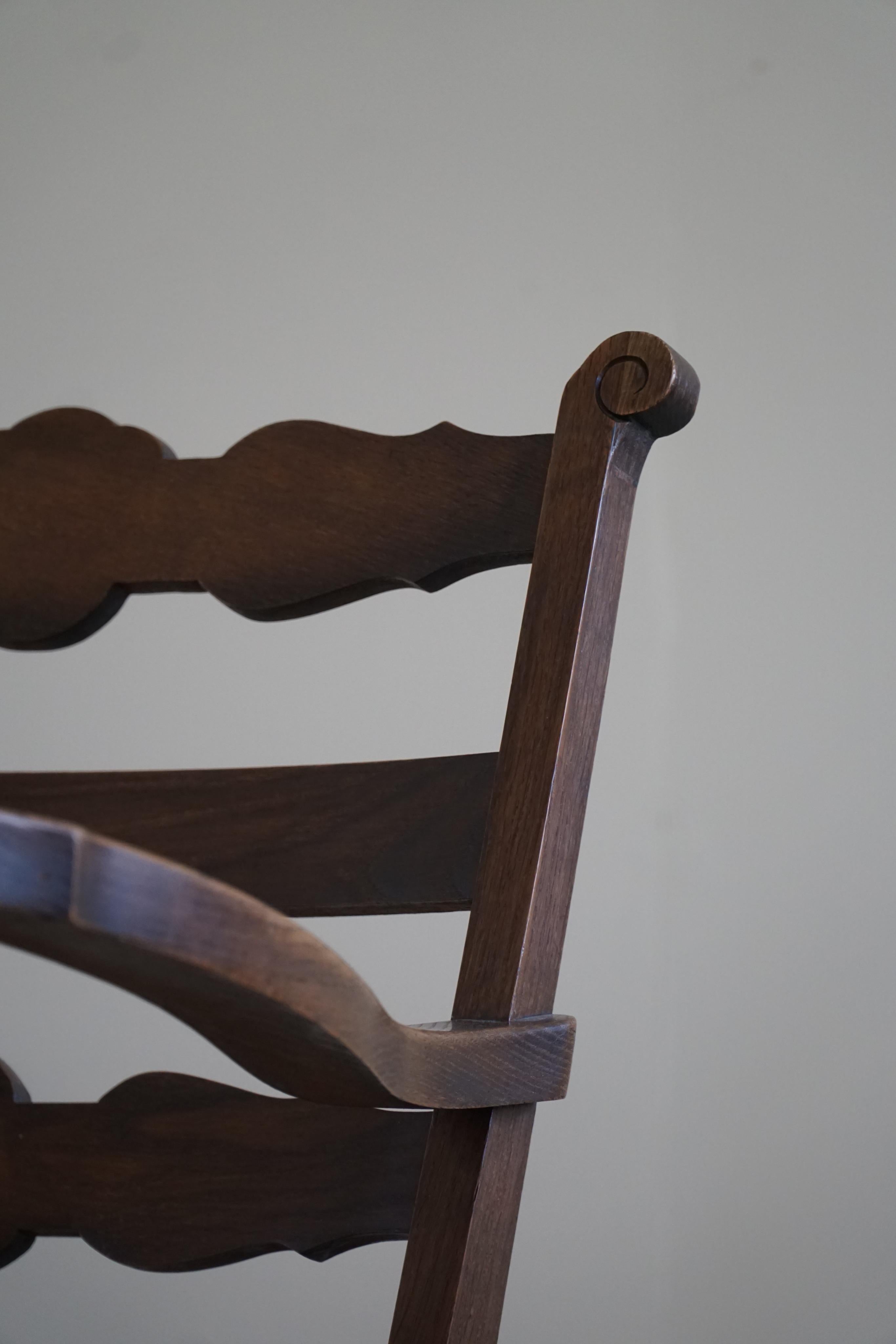 Paire de fauteuils danois modernes et sculpturaux vintage en chêne et cordon de papier, années 1940 en vente 13