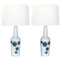 A Pair of Danish Royal Copenhagen for Fog & Mørup Blue & White Porcelain Lamps