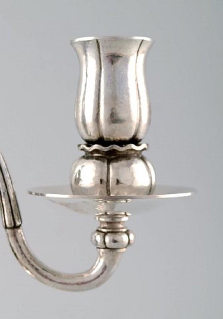 Pair of Danish Silver Two-Light Candelabras, Designed by Georg Jensen 3