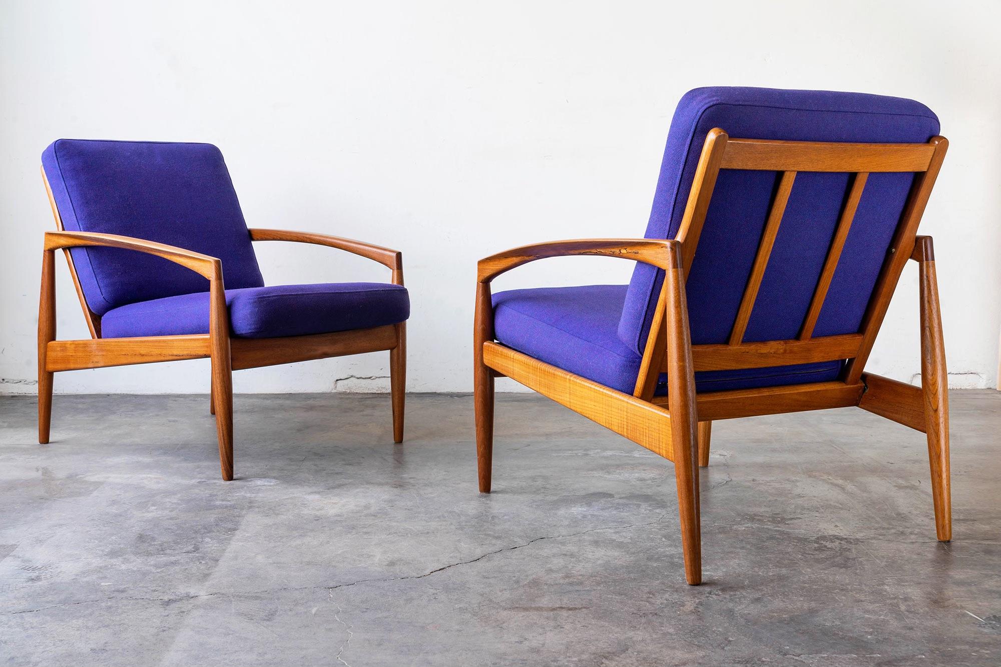 A Pair of Danish Teak 'Paper Knife' Model 121 Lounge Chair by Kai Kristiansen In Good Condition For Sale In Las Vegas, NV