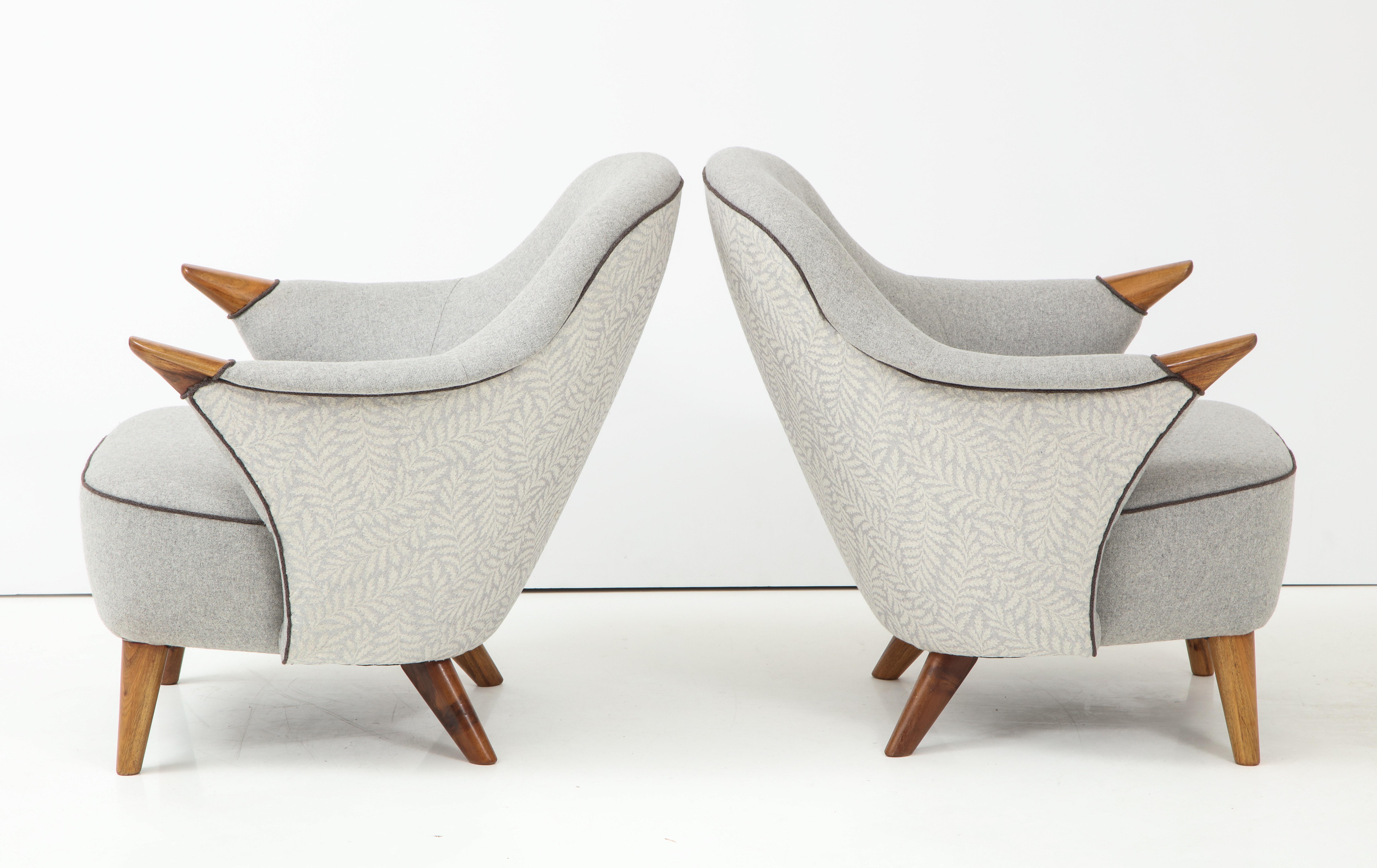 Scandinavian Modern Pair of Danish Tub Back Lounge Chairs by Arne Hovmand-Olsen, circa 1960s