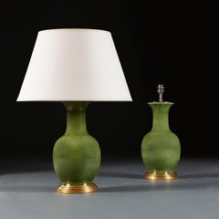 Pair of Dark Celadon Glaze Lamps