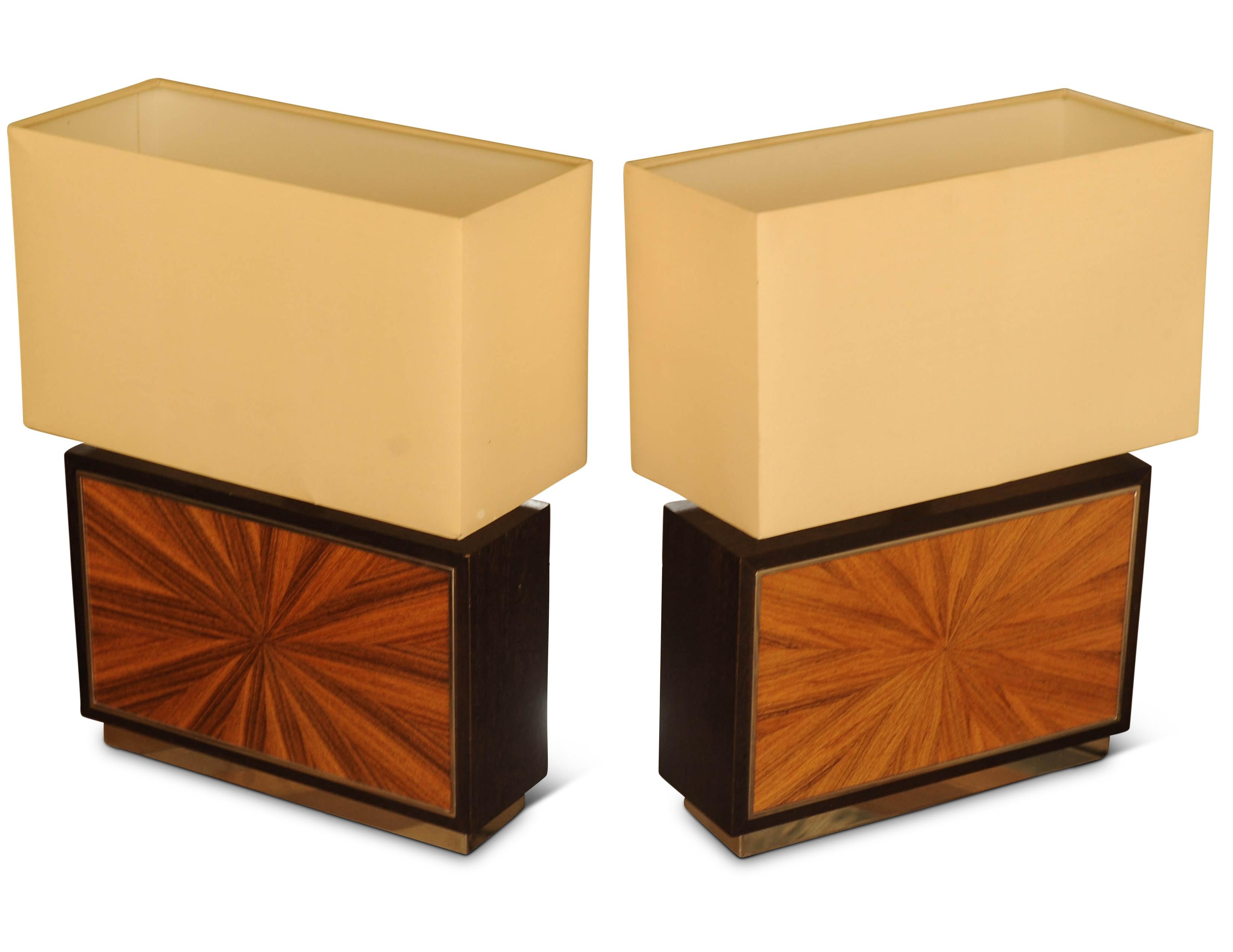 Pareja De Lámparas De Mesa David Linley Chelsea Sunburst Con Regulador De Intensidad Art Decó en venta