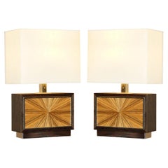 Una coppia di lampade da tavolo David Linley Chelsea Sunburst con interruttore dimmer