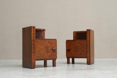 A Pair of De Coene Frères Art Deco Nightstands in Thuya Veneer Belgium 1930s