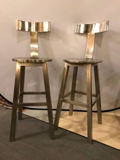 A Pair Of Deco Style Steel Bar Stool