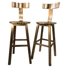 A Pair Of Deco Style Steel Bar Stool
