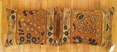 Pair of Decorative Antique Indian Agra Rug Pillows with Floral Elements