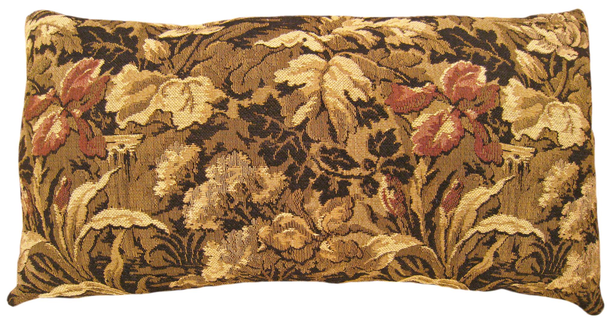 Pair of Decorative Antique Jacquard Tapestry Pillows with a Garden Design For Sale 2
