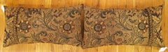 Pair of Decorative Antique Jacquard Tapestry Pillows with Floral Elements