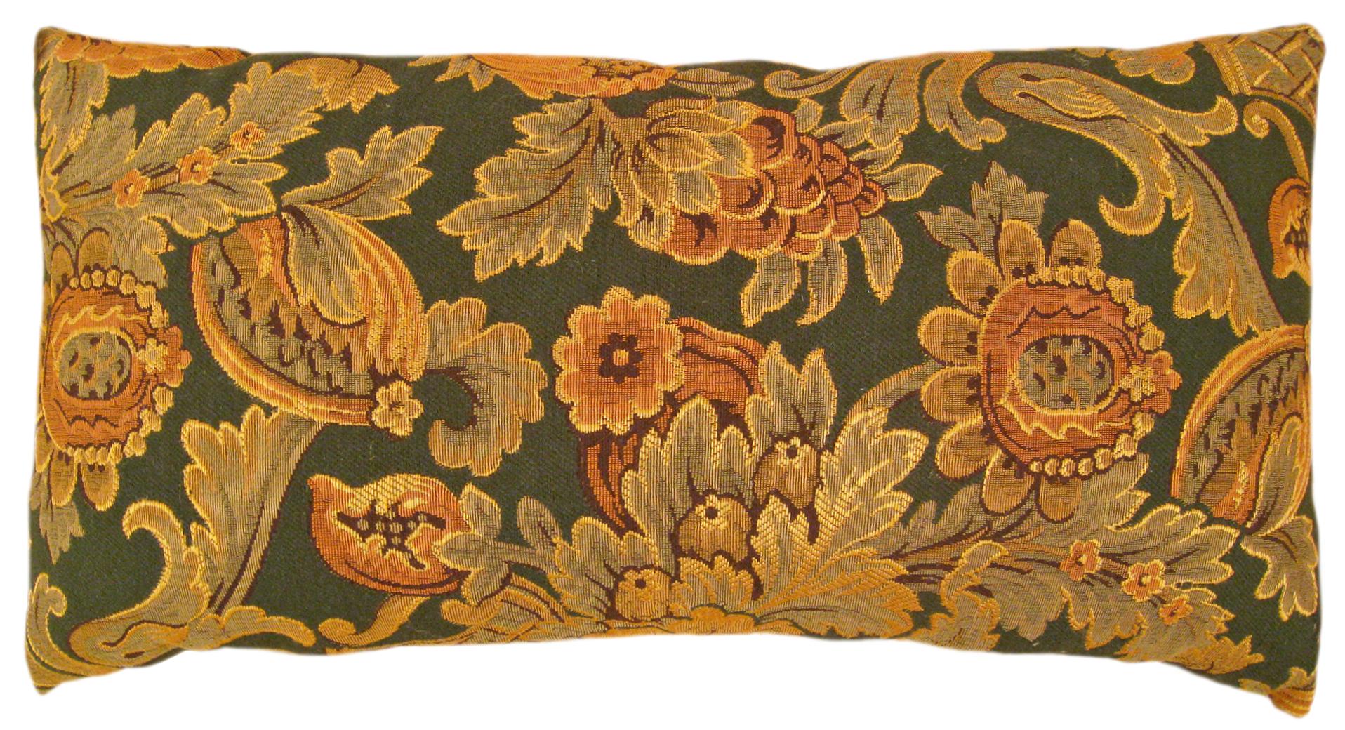Pair of Decorative Antique Jacquard Tapestry Pillows with Floral Elements  For Sale 2