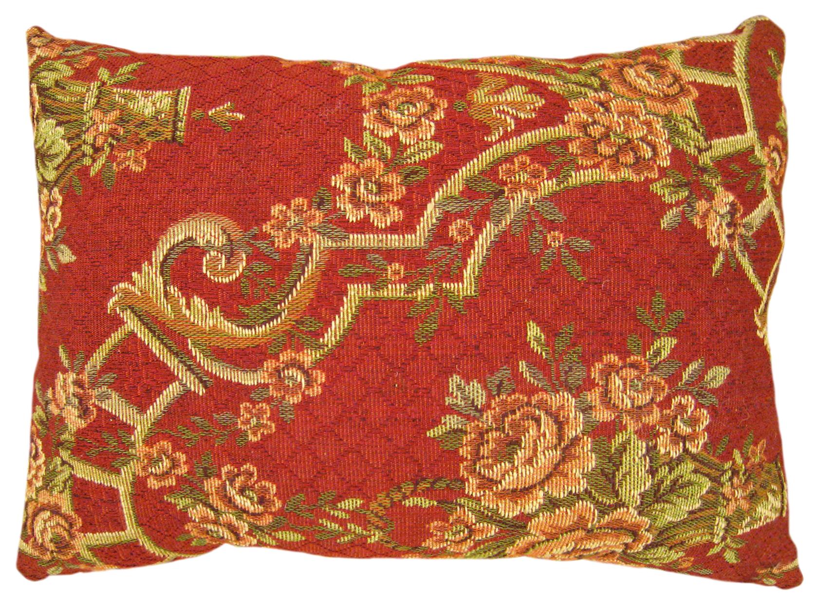 A Pair of Decorative Antique Jacquard Tapestry Pillows with Floral Elements  For Sale 2