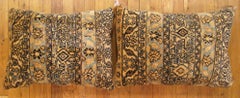 Pair of Decorative Antique Persian Hamadan Rug Pillows with Floral Elements