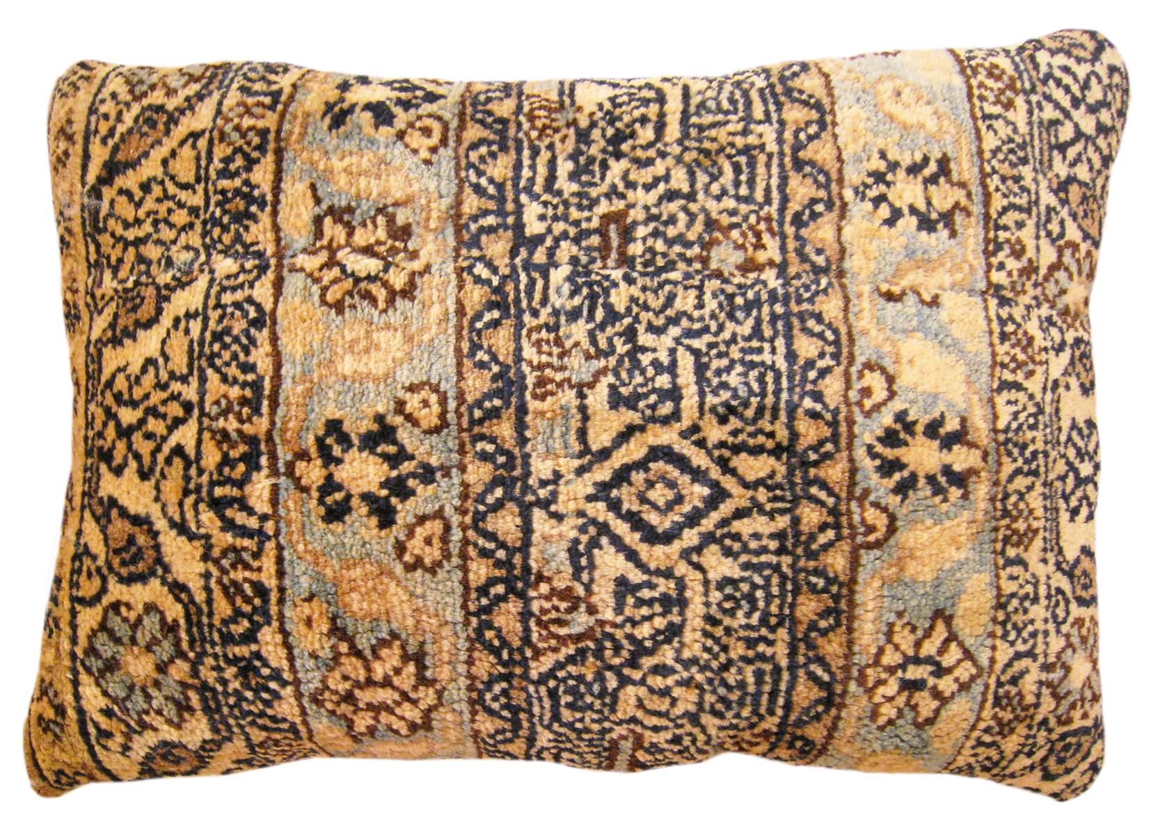Wool Pair of Decorative Antique Persian Hamadan Rug Pillows with Floral Elements For Sale