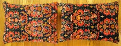 Pair of Decorative Antique Persian Malayer Carpet Pillows