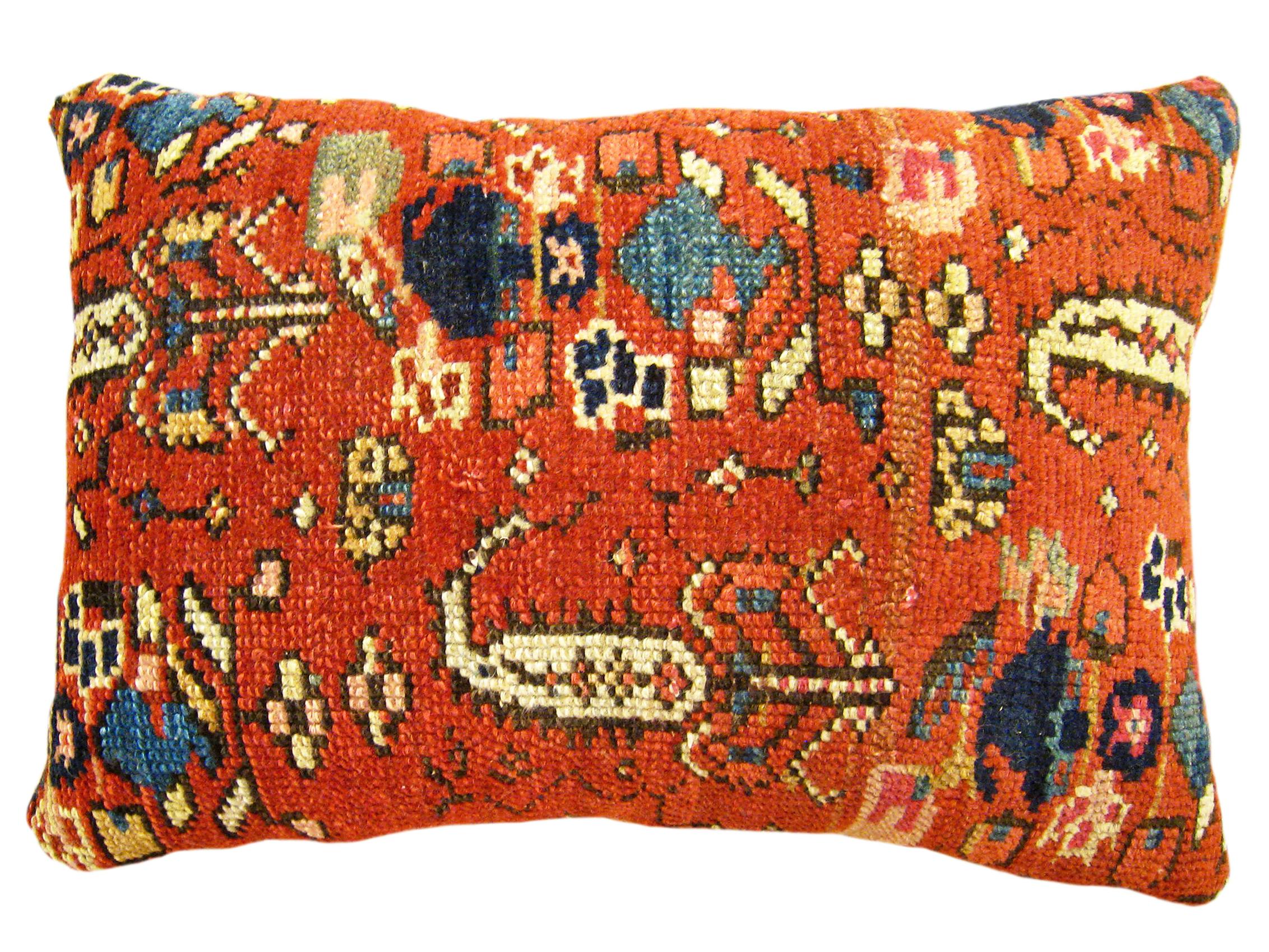 Early 20th Century Pair of Decorative Antique Persian Malayer Carpet Pillows For Sale