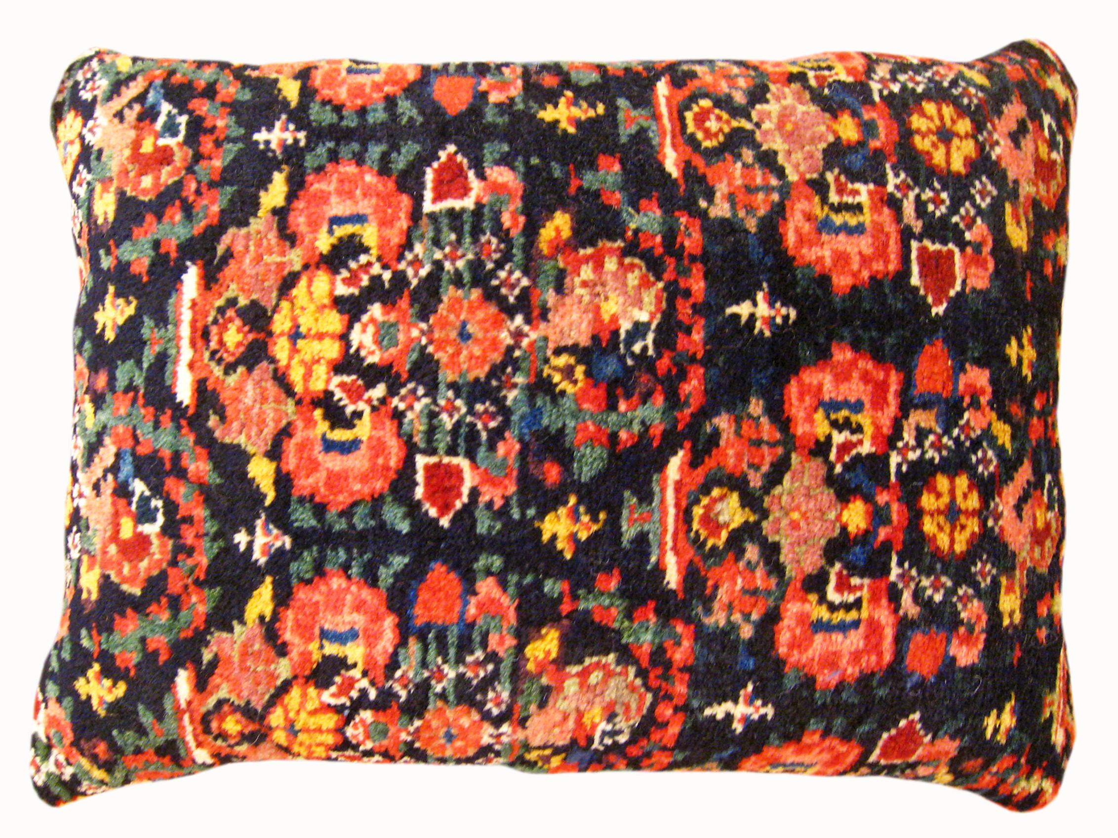 Pair of Decorative Antique Persian Malayer Carpet Pillows For Sale 3