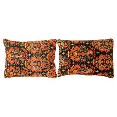 Pair of Decorative Antique Persian Malayer Carpet Pillows