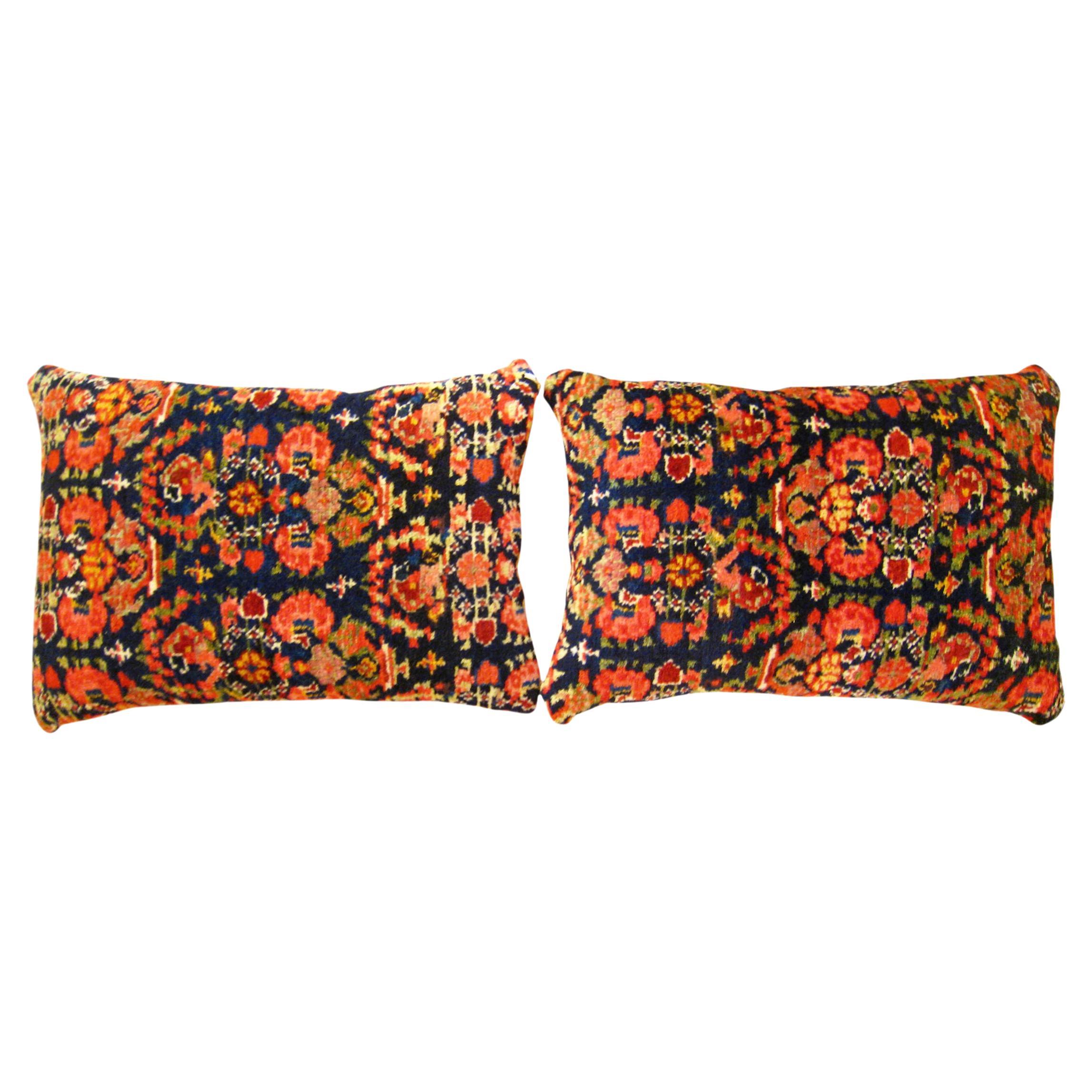 Pair of Decorative Antique Persian Malayer Carpet Pillows