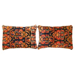 Pair of Decorative Antique Persian Malayer Carpet Pillows