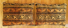 Pair of Decorative Antique Persian Saraband Carpet Pillows