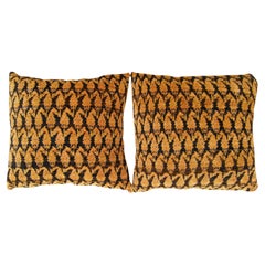 Pair of Decorative Antique Persian Saraband Carpet Pillows