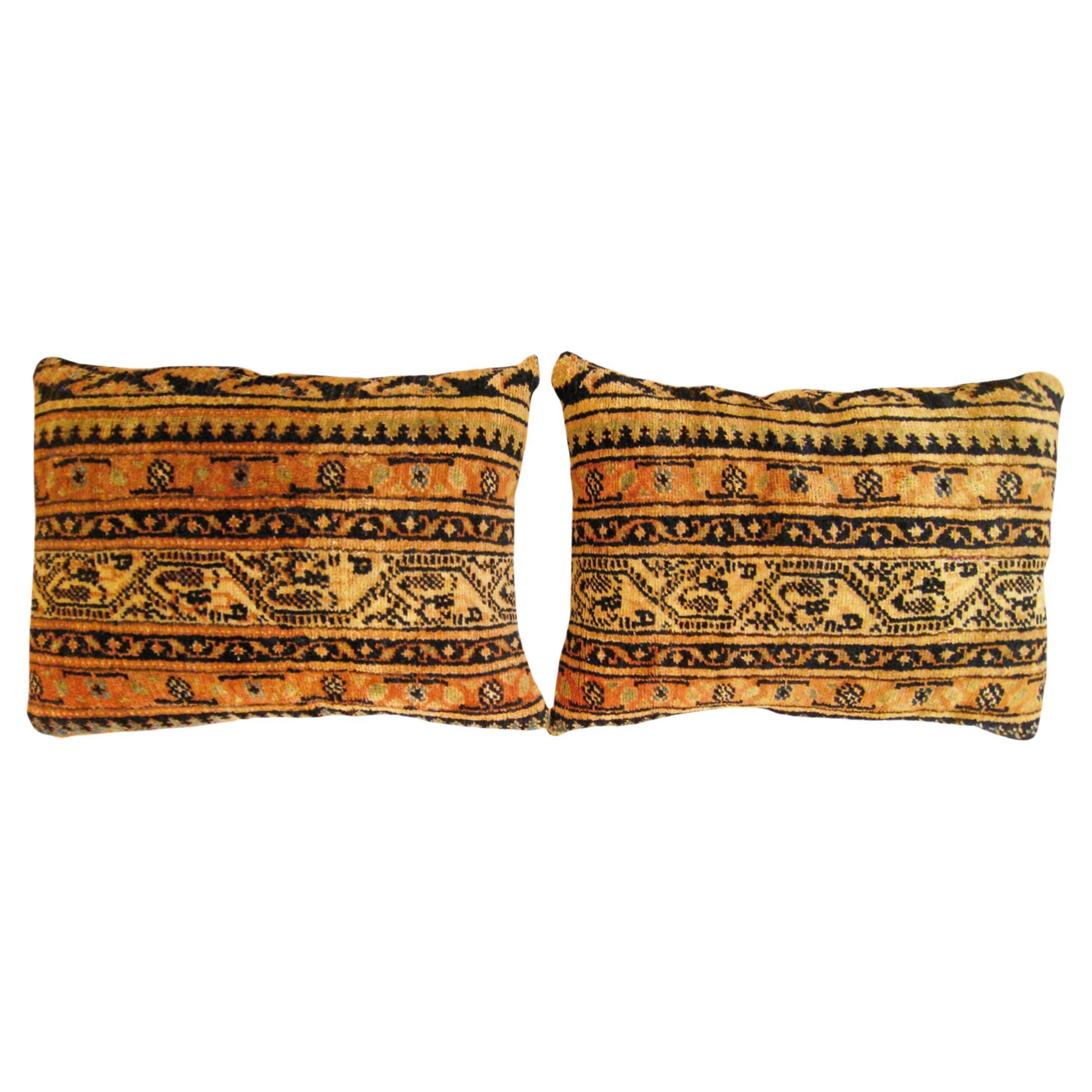 Paire de coussins décoratifs persans anciens en tapis Saraband en vente