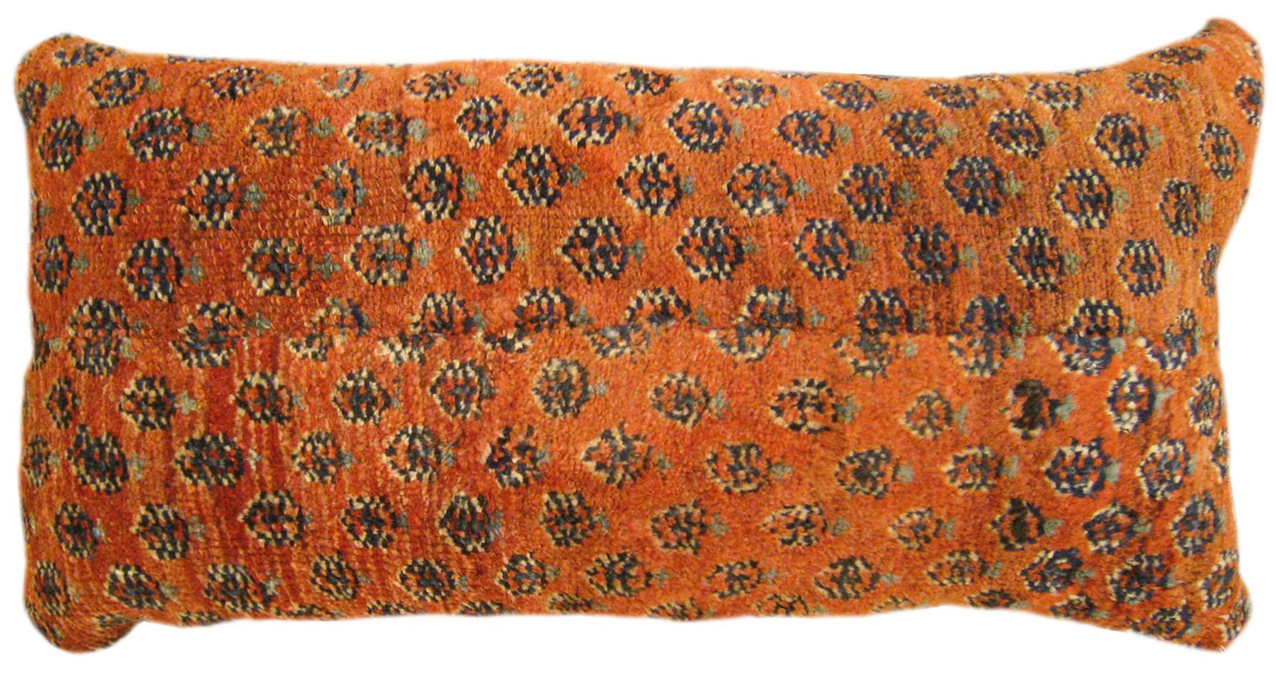 Early 20th Century Pair of Decorative Antique Persian Saraband Carpet Pillows with Floral Element For Sale