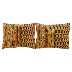 Pair of Decorative Antique Persian Saraband Rug Pillows 