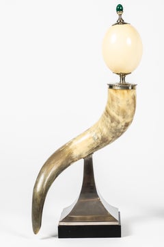 Pair of Decorative Horn and Ostrich Egg Garnitures by Antony Redmile