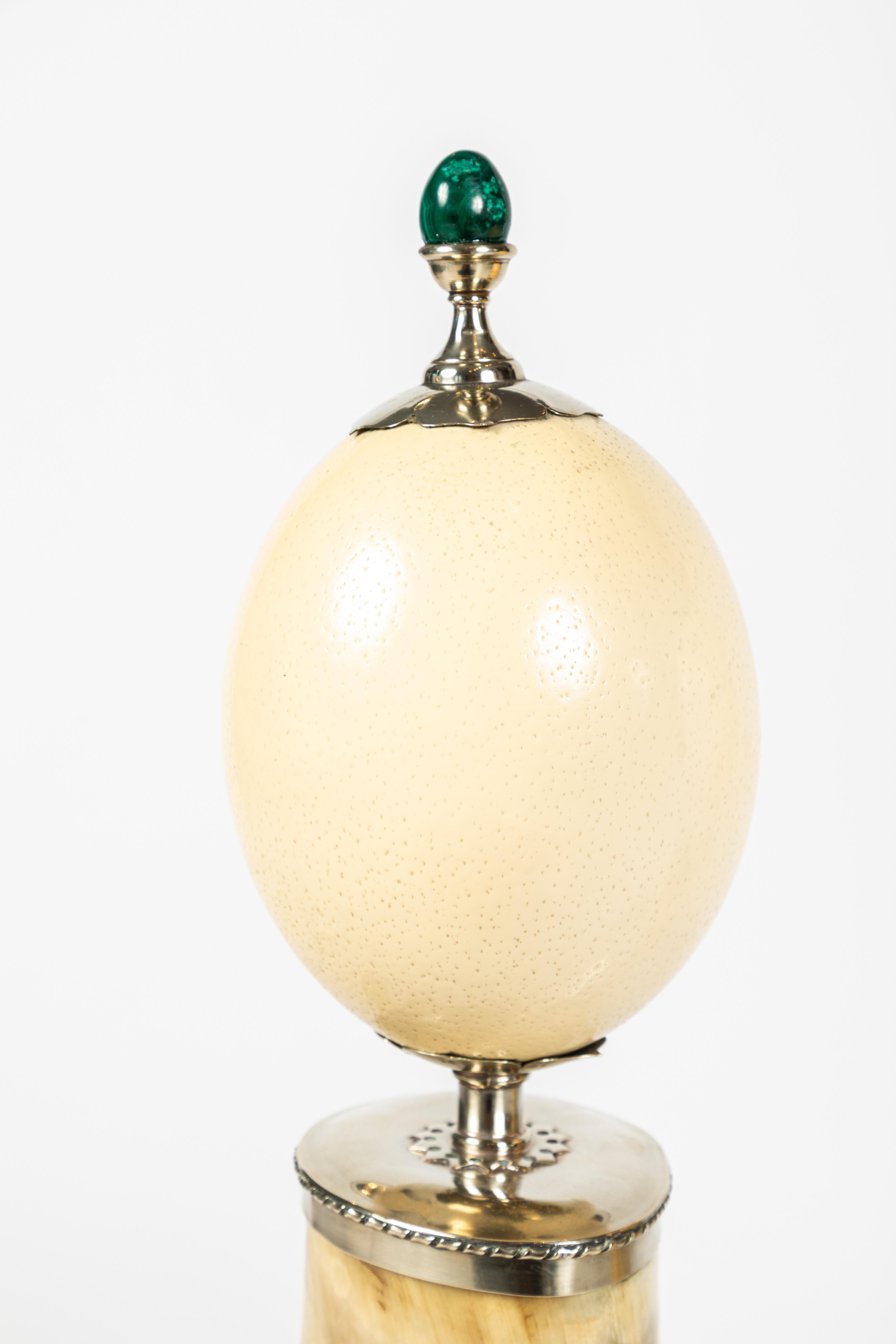 English Pair of Decorative Horn and Ostrich Egg Garnitures by Antony Redmile