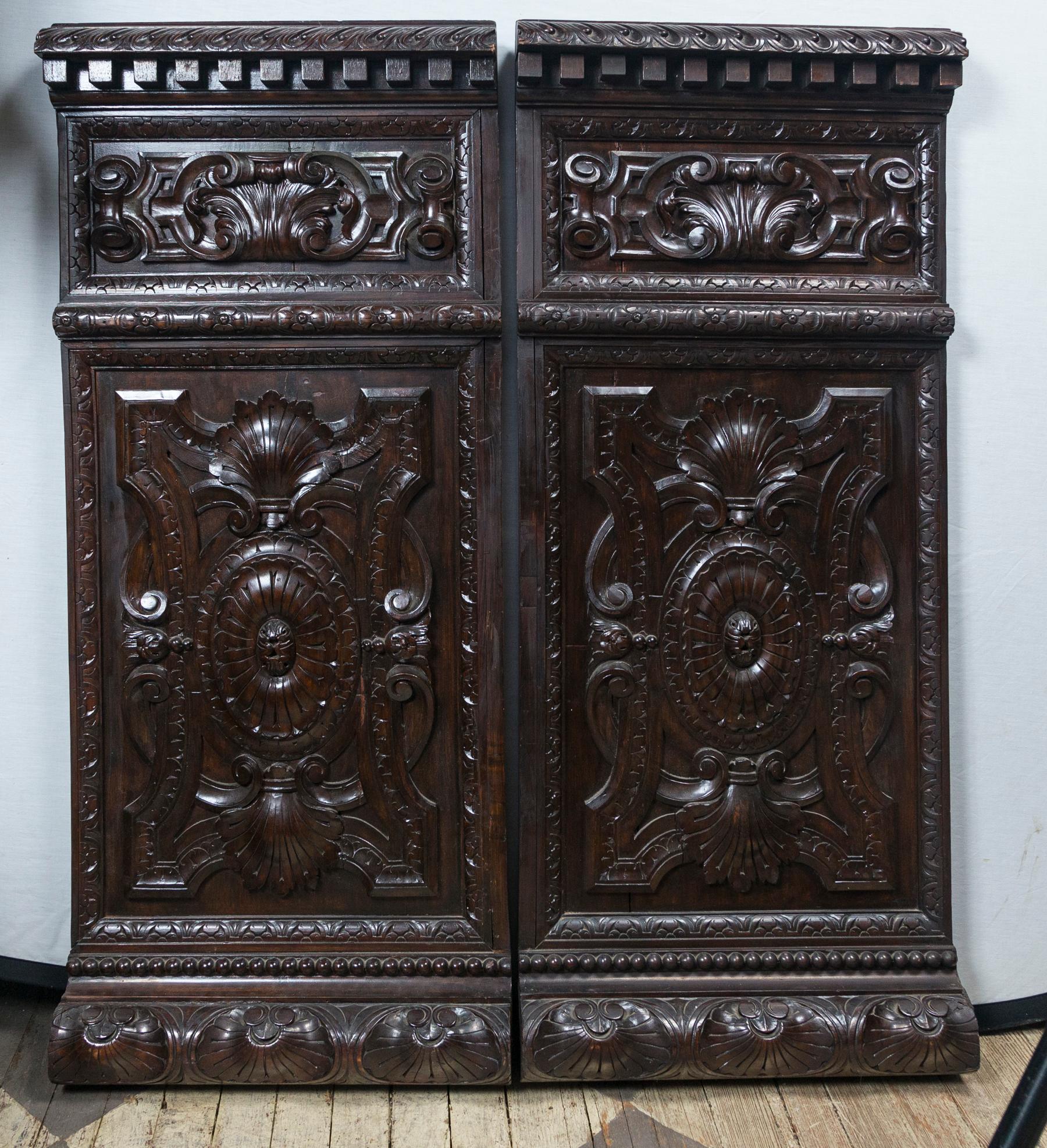 British Pair of Decorative Panels of Solid Wood For Sale