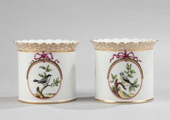 Pair of Decorative Porcelain Cache Pots Made by Haviland Limoges