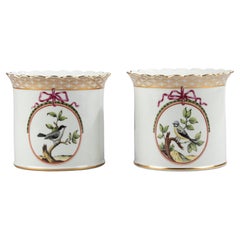 Vintage Pair of Decorative Porcelain Cache Pots Made by Haviland Limoges