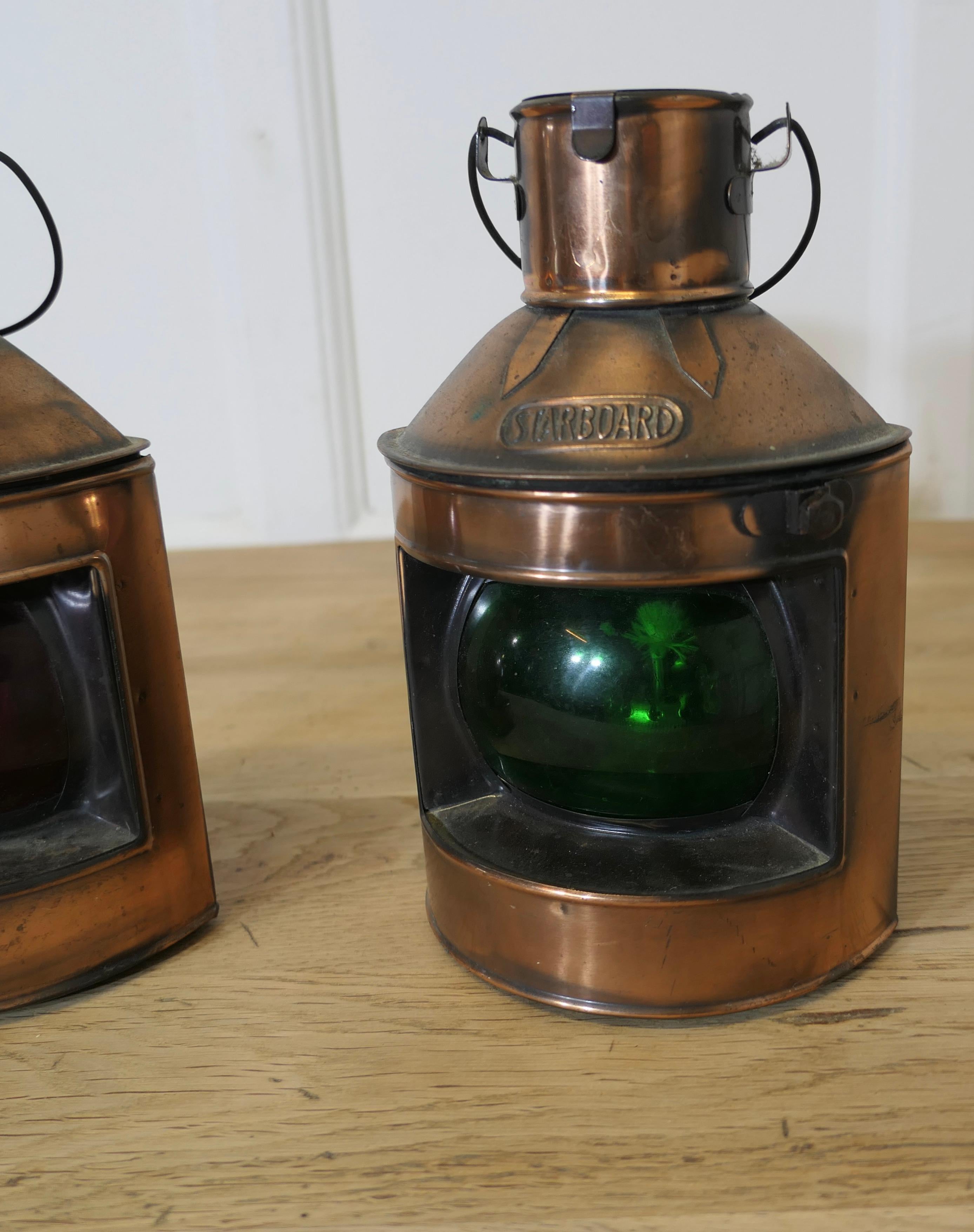 Ein Paar dekorative Schiffe Kupfer Backbord und Steuerbord Lichter im Zustand „Gut“ im Angebot in Godshill, Isle of Wight