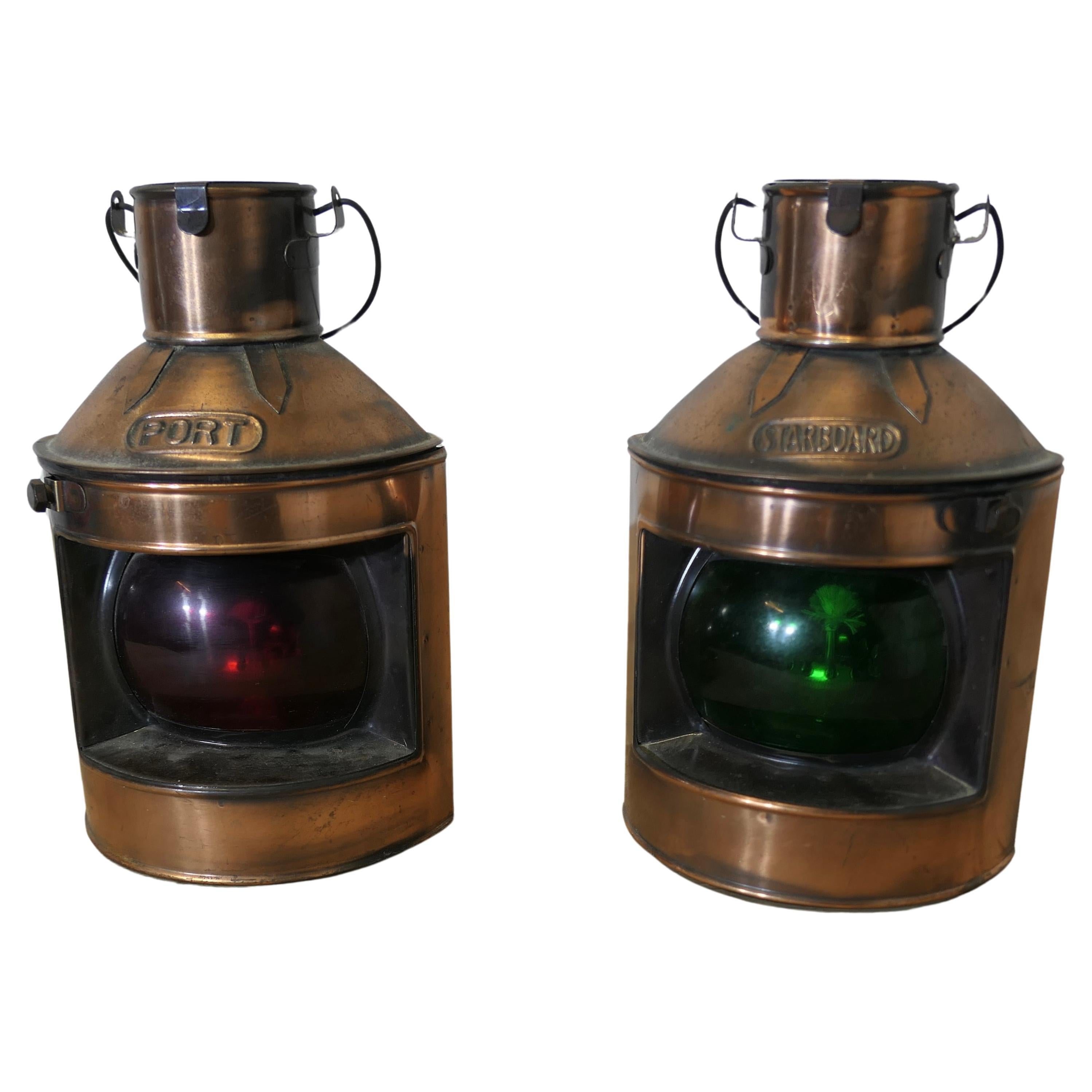 A Pair of Decorative Ships Copper Port and Starboard Lights   