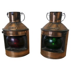 A Pair of Decorative Ships Copper Port and Starboard Lights   