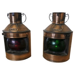 A Pair of Decorative Ships Copper Port and Starboard Lights