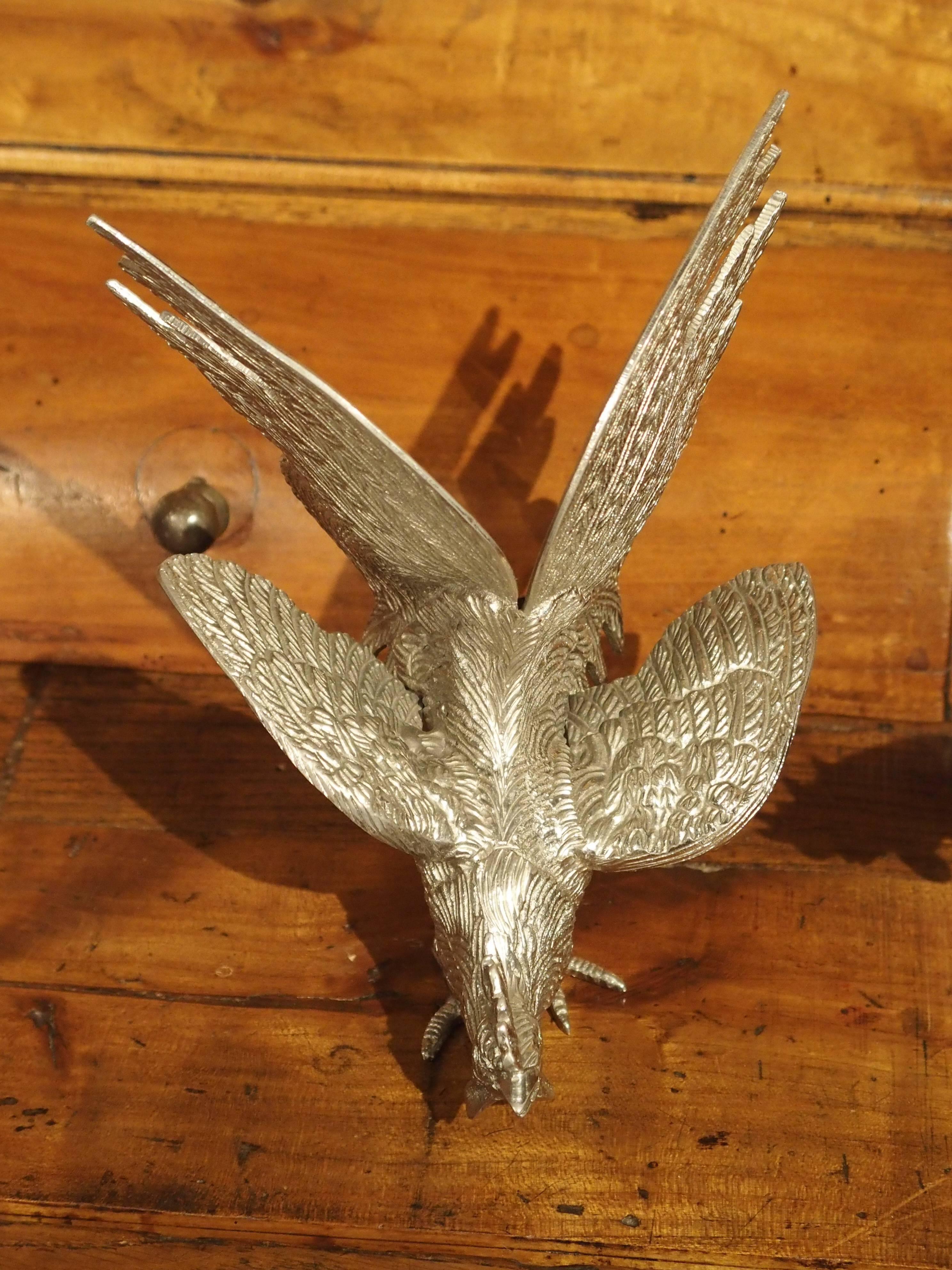 Pair of Decorative Silvered Roosters from France 2