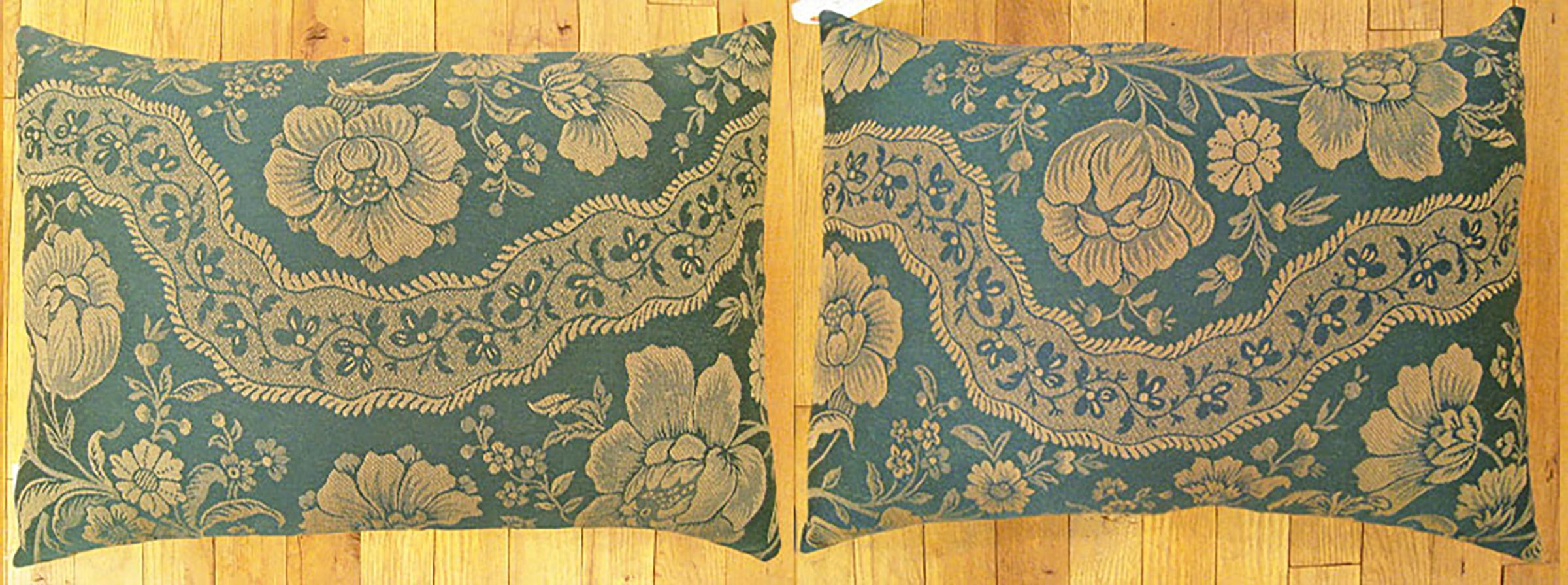 A pair of vintage decorative pillows with floral chinoiserie; size 1’9