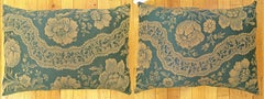Pair of Decorative Vintage European Chinoiserie Fabric Pillows with Floral