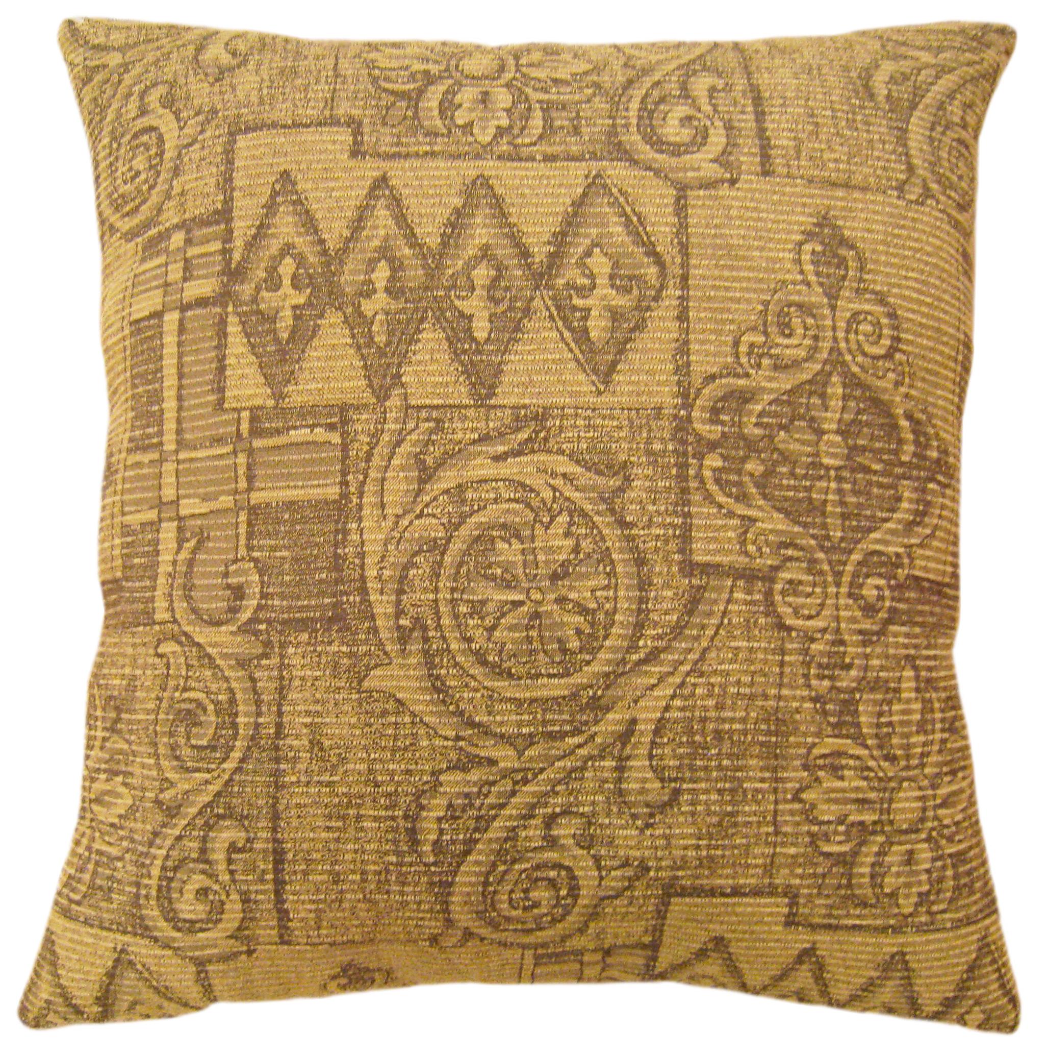 Pair of Decorative Vintage Floro-Geometric Fabric Pillows For Sale 2