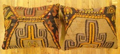 Pair of Decorative Vintage Turkish Kilim Rug Pillows with Geometric Abstracts