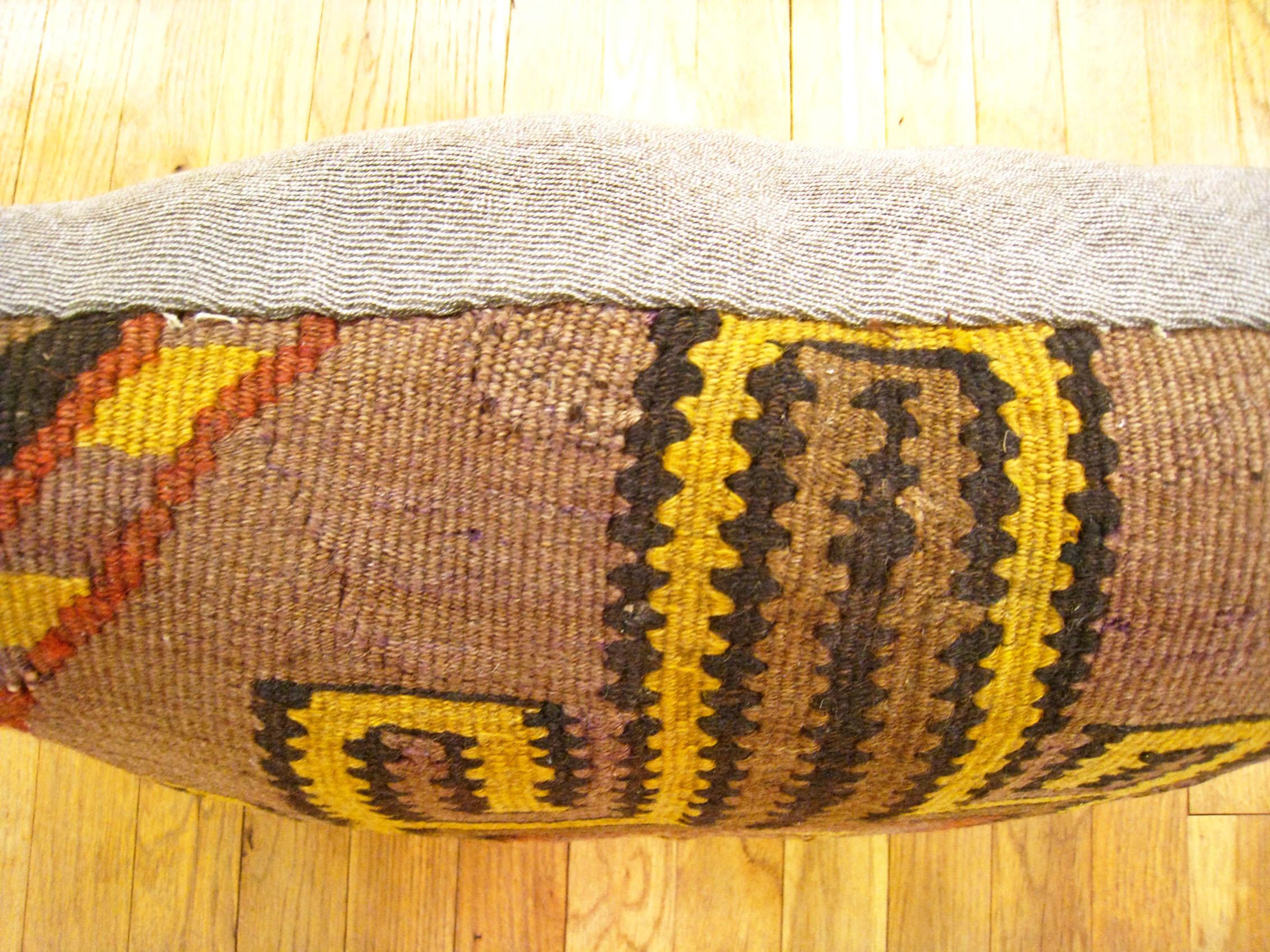 Pair of Decorative Vintage Turkish Kilim Rug Pillows with Geometric Abstracts For Sale 1